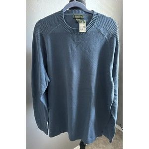 NEW! Eddie Bauer Blue Pullover 100% Cotton Ribbed Knit Sweater Men's XL Tall